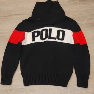 Polo by Ralph Lauren Black, Red, and White Turtleneck Sweater Boys Size 7